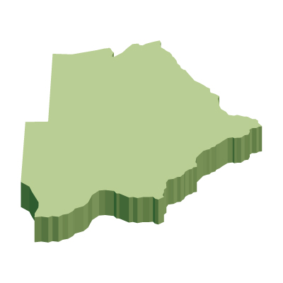 ボツワナ共和国無料フリーイラスト｜無地・立体(緑)